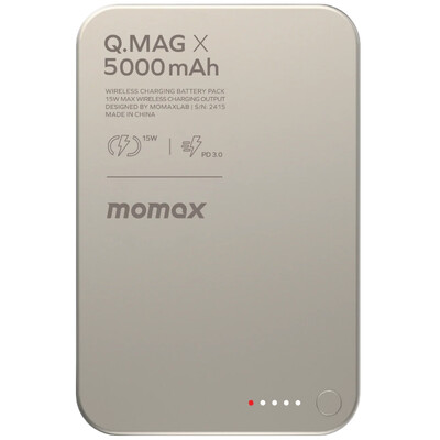 Портативное зарядное устройство MOMAX Q.Mag X1 (5000mAh) Magnetic Wireless Battery Pack (IP116AD) титан(1)