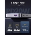 Внешний аккумулятор UGREEN PB206-15086 20W 10000mAh Magnetic Wireless, серый(#2)