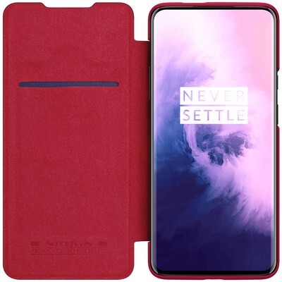Кожаный чехол Nillkin Qin Leather Case Коричневый для OnePlus 7T Pro(3)
