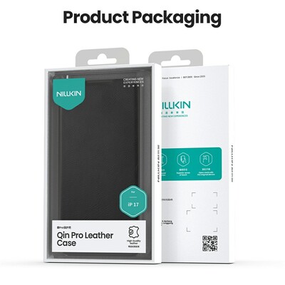 Кожаный чехол Nillkin Qin Prop Leather Case черный для Apple iPhone 17(14)