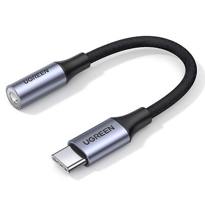 Кабель UGREEN AV161-80154 USB Type C - 3.5mm аудио, оплетка, алюминий, 0.1M(1)