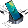 USB-концентратор Baseus Mate Docking Type-C Mobile Phone Intelligent HUB Expanded Socket (high configuration) Deep gray (CAHUB-S0G)(#1)