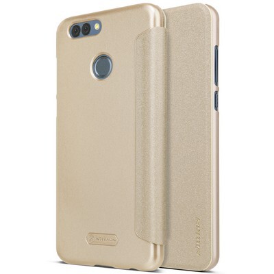 Полиуретановый чехол книга Nillkin Sparkle Leather Case Gold для Huawei Nova 2(4)