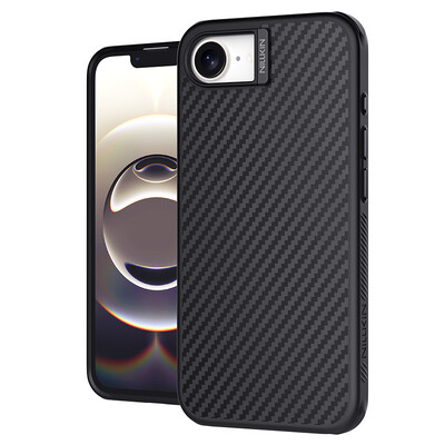 Пластиковый чехол с пластиной Magsafe Nillkin Synthetic Fiber Pro Magnetic Case Черный  для Apple iPhone 17e(4)