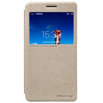 Полиуретановый чехол Nillkin Sparkle Leather Case Gold для Lenovo Vibe P1M(1)