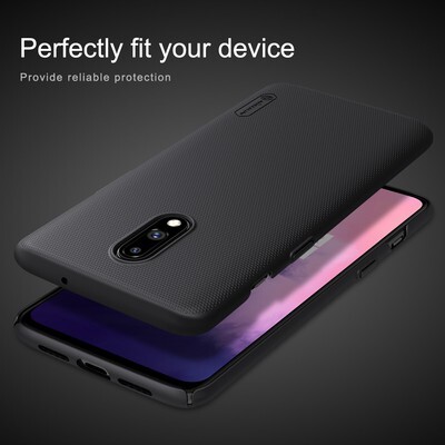 Пластиковый чехол с подставкой Nillkin Super Frosted Shield Черный для OnePlus 7(4)