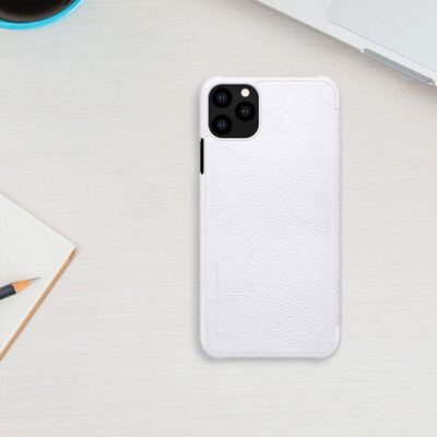 Кожаный чехол-книга Nillkin Qin Series Leather case белый для Apple iPhone 11(4)