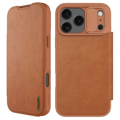 Кожаный чехол Nillkin Qin Prop Leather Case коричневый для Apple iPhone 17 Pro(3)