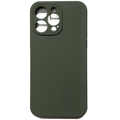 Силиконовый чехол Silicone Case с закрытым низом и защитой камеры темно-зеленый для Apple iPhone 14 Pro Max(1)