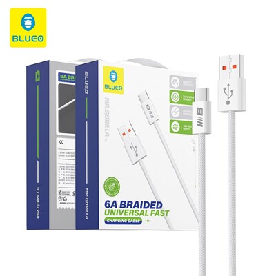 Кабель Blueo Braided Fast Charging USB-A to USB-C 6A (120W), 1,5м белый(2)