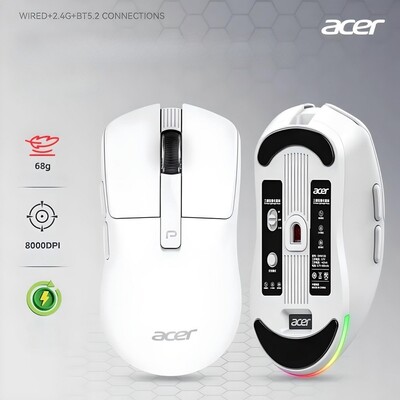 Компьютерная мышь Acer OMW120 USB/Bluetooth 2,4 ГГц RGB 8000 DPI белый(5)