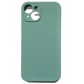 Силиконовый чехол Silicone Case с закрытым низом и защитой камеры серо-зеленый для Apple iPhone 14(#1)