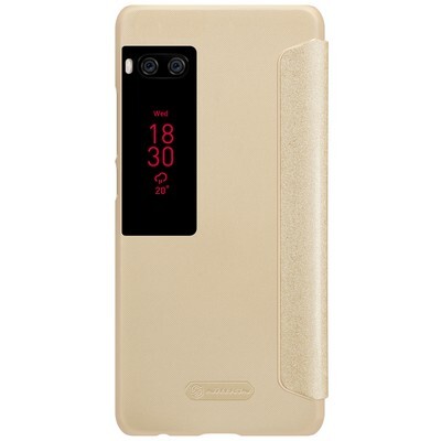 Полиуретановый чехол книга Nillkin Sparkle Leather Case Gold для Meizu Pro 7 Plus(2)