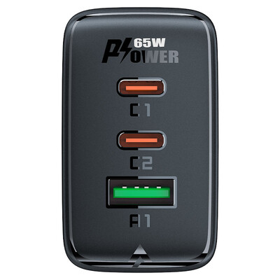 Зарядное устройство Acefast A41 GaN PD65W (2xUSB-C + USB-A) черное(2)