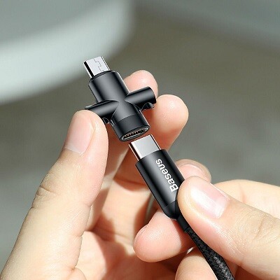 Кабель Baseus U-shaped portable USB-C/Micro USB 0.23 м, (CAMUTC-01) черный(6)