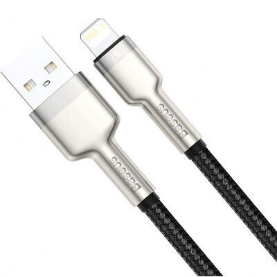 Кабель Baseus CALJK-01 Cafule Series Metal Data Cable USB to Lightning 2.4A 0.25m черный(3)