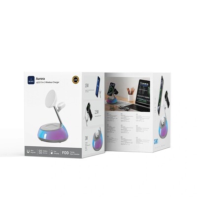 Беспроводная зарядная станция 3в1 WiWU Aurora Qi2 Wireless charger Wi-W036 22.5W(7)