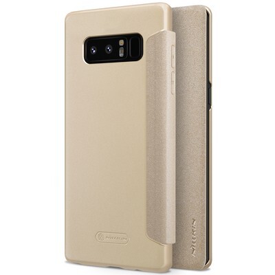 Полиуретановый чехол книга Nillkin Sparkle Leather Case Gold для Samsung Galaxy Note 8(4)