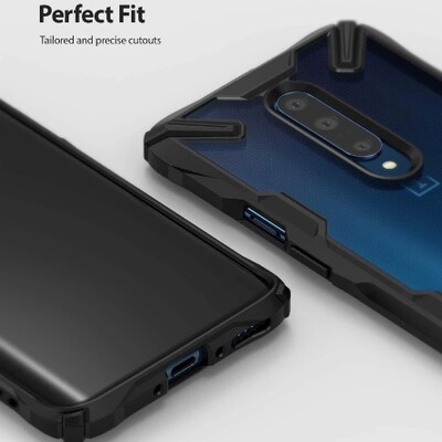 Чехол бампер Ringke Fusion X Series прозрачно-черный для OnePlus 7 Pro(2)
