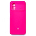 Силиконовый чехол с микрофиброй Silicone Case ярко-розовый для Xiaomi Poco X4 Pro(#1)