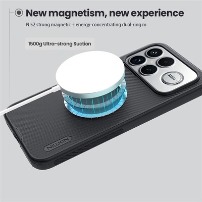 Пластиковый чехол с пластиной Magsafe Nillkin Super Frosted Shield Pro Magnetic Case черный  для Xiaomi Redmi K90 Pro Max(11)