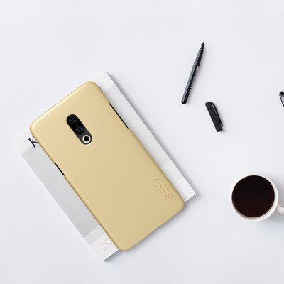 Пластиковый чехол с пленкой Nillkin Super Frosted Shield Золотой для Meizu 15 Plus(3)
