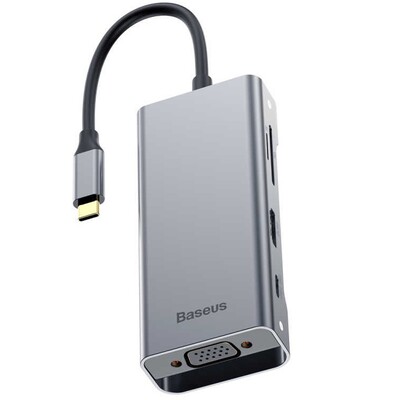 Мультипереходник Baseus Square Desk Type-C Multi-Functional Hub USB 3.0 * 3 VGA (CATXF-A0G)(1)