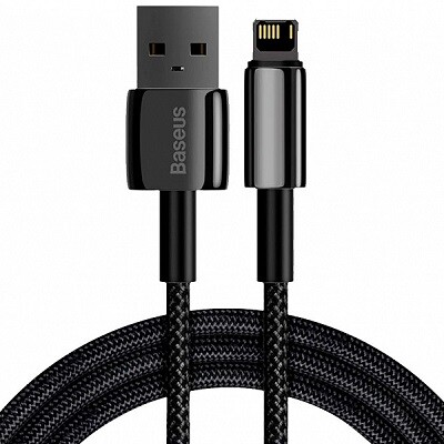 Кабель Baseus Tungsten Gold Fast Charging Data Cable USB to iP 2.4A 1m (CALWJ-01) черный(1)