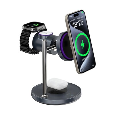 Беспроводная зарядная станция Qi2.2 3в1 Space Station Air-cooled Magnetic Wireless Charger 25W(2)