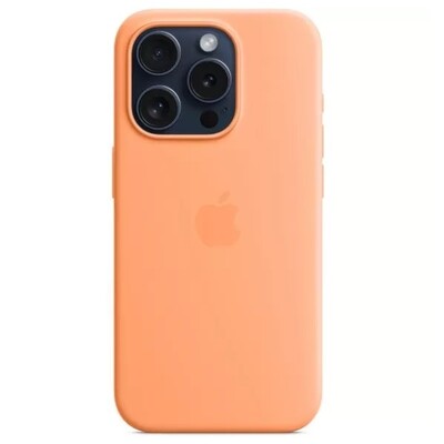 Силиконовый чехол с Magsafe оранжевый для Apple iPhone 15 Pro Max(3)