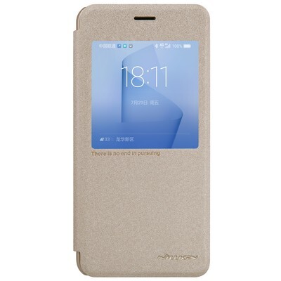 Полиуретановый чехол книга Nillkin Sparkle Leather Case Gold для Huawei Honor 8(1)