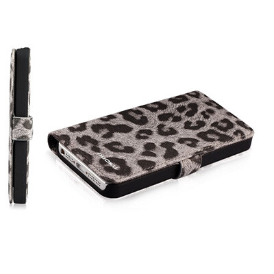 Кожаный чехол Nuoku Leopard Series Case Grey для Apple iPhone 5/5s/SE(2)