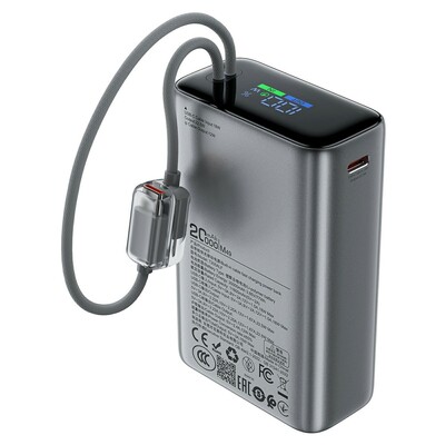 Внешний аккумулятор с экраном и встроенным кабелем Acefast M49 22.5W with two cables T205ALF 20000mAh(3)