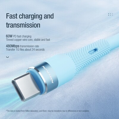 Кабель Nillkin Flowspeed Liquid Silicone Cable Type-C to Type-C силиконовый 1,2m (PD 60W/ 480Mbps) Черный(5)