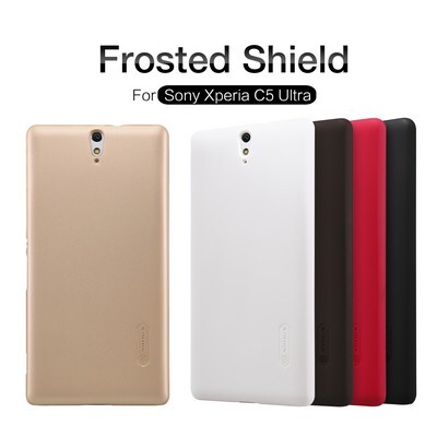 Пластиковый чехол с пленкой Nillkin Super Frosted Shield Gold для Sony Xperia C5 Ultra(4)