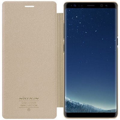Полиуретановый чехол книга Nillkin Sparkle Leather Case Gold для Samsung Galaxy Note 8(3)