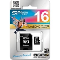 Карта памяти MicroSD(HC) Silicon Power 16GB Class 10+SD адаптер
