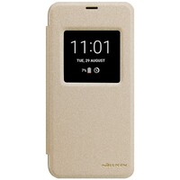 Полиуретановый чехол книга Nillkin Sparkle Leather Case Gold для LG Q6