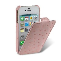 Кожаный чехол книга Melkco Leather Case (Ostrich Pattern — Pink) для Apple iPhone 4/4S