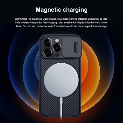 Чехол-накладка с пластиной Magsafe Nillkin CamShield Pro Magnetic Черная для Apple iPhone 13 Pro(4)