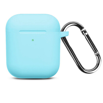 Силиконовый чехол для наушников Silicone Case голубой для Apple AirPods 1/2(1)