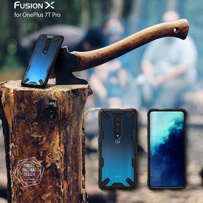 Чехол бампер Ringke Fusion-X Series прозрачно-черный для OnePlus 7T Pro(7)
