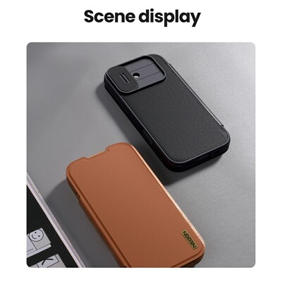 Кожаный чехол Nillkin Qin Prop Leather Case черный для Apple iPhone 17(12)