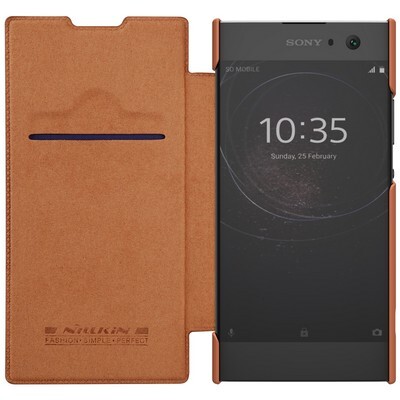 Кожаный чехол Nillkin Qin Leather Case Коричневый  для Sony Xperia XA2(3)