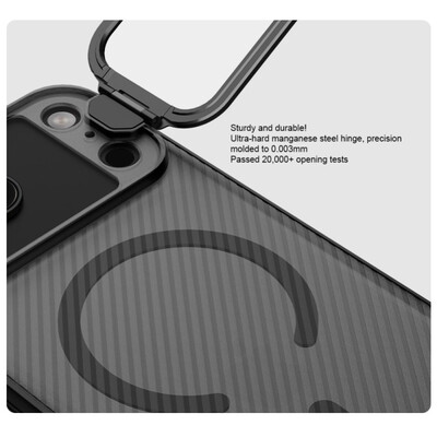 Чехол с защитой камеры и подставкой Nillkin CamShield Prop Magnetic Case (Transparent Lens Cover Version) затемненный для Apple iPhone 18 Pro Max(4)