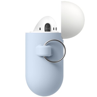 Силиконовый чехол с 2-мя сменными крышками и карабином Elago для AirPods Silicone DUO Case (EAPDH) Pastel Blue(5)