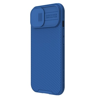Чехол-накладка с пластиной Magsafe Nillkin CamShield Pro Magnetic Синяя для Apple iPhone 15 Plus(3)