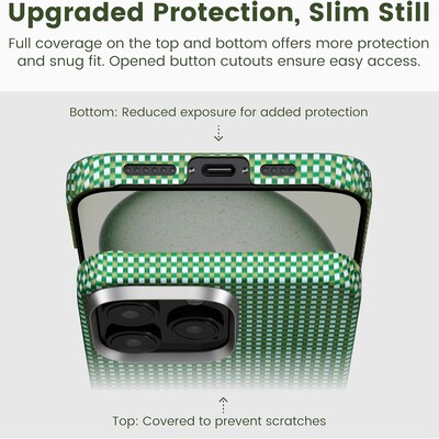 Кевларовый чехол Pitaka Ultra-Slim Case MagSafe Forest Green для Apple iPhone 16 Pro(5)