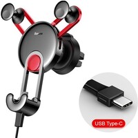 Автомобильный держатель Baseus YY vehicle-mounted phone charging holder with USB cable SUTYY-09 красный