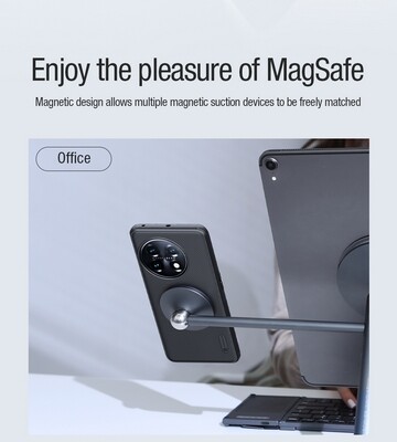 Пластиковый чехол с пластиной Magsafe Nillkin Super Frosted Shield Pro Magnetic Case Черный для OnePlus 11(7)